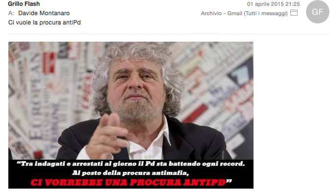 Sì, ricevo mail dal blog di Grillo. Lo ammetto.